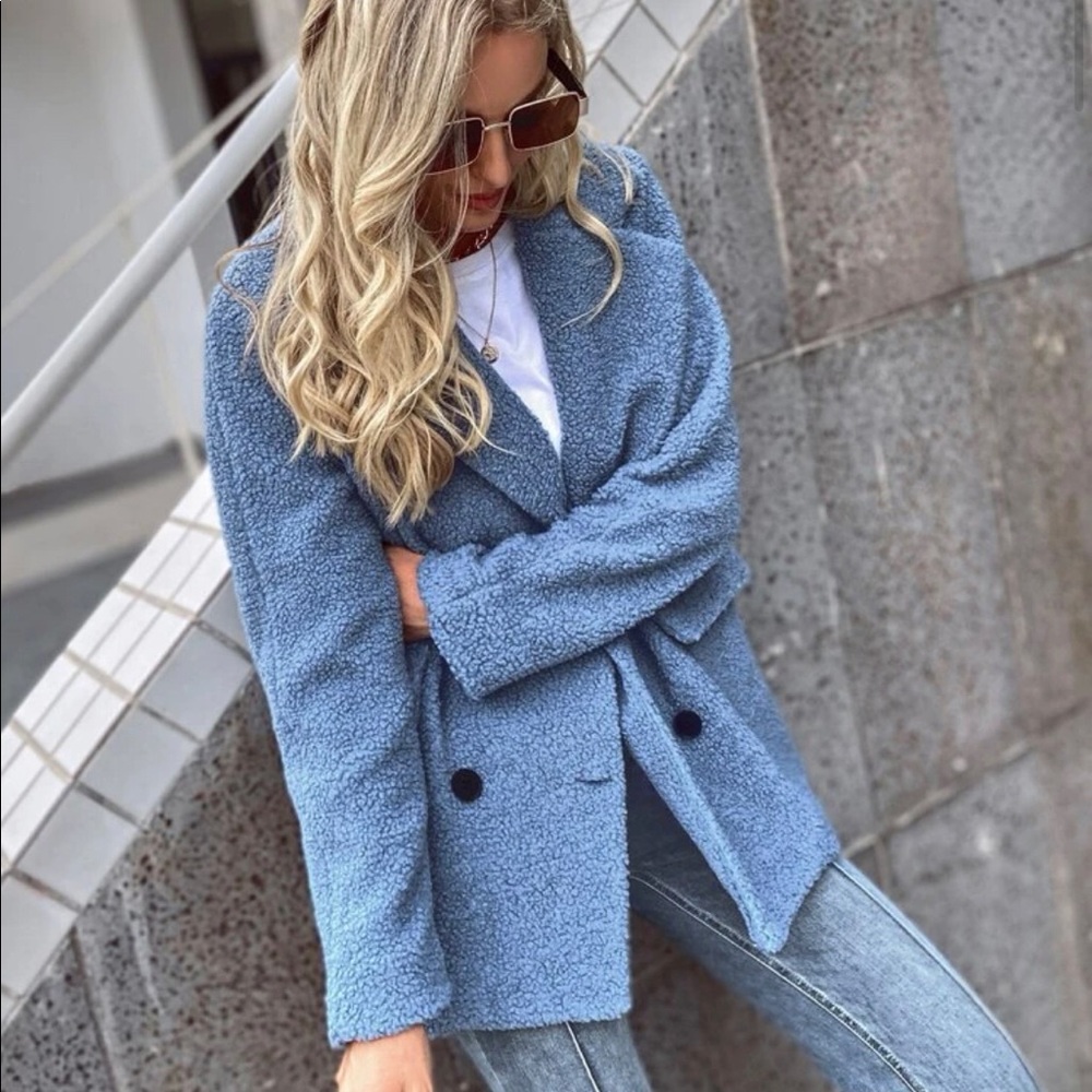 Double breasted teddy coat